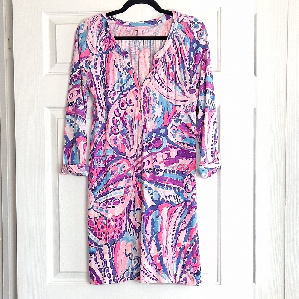 Lilly Pulitzer Colony Coral Shell Out Sleeved Essie Dress